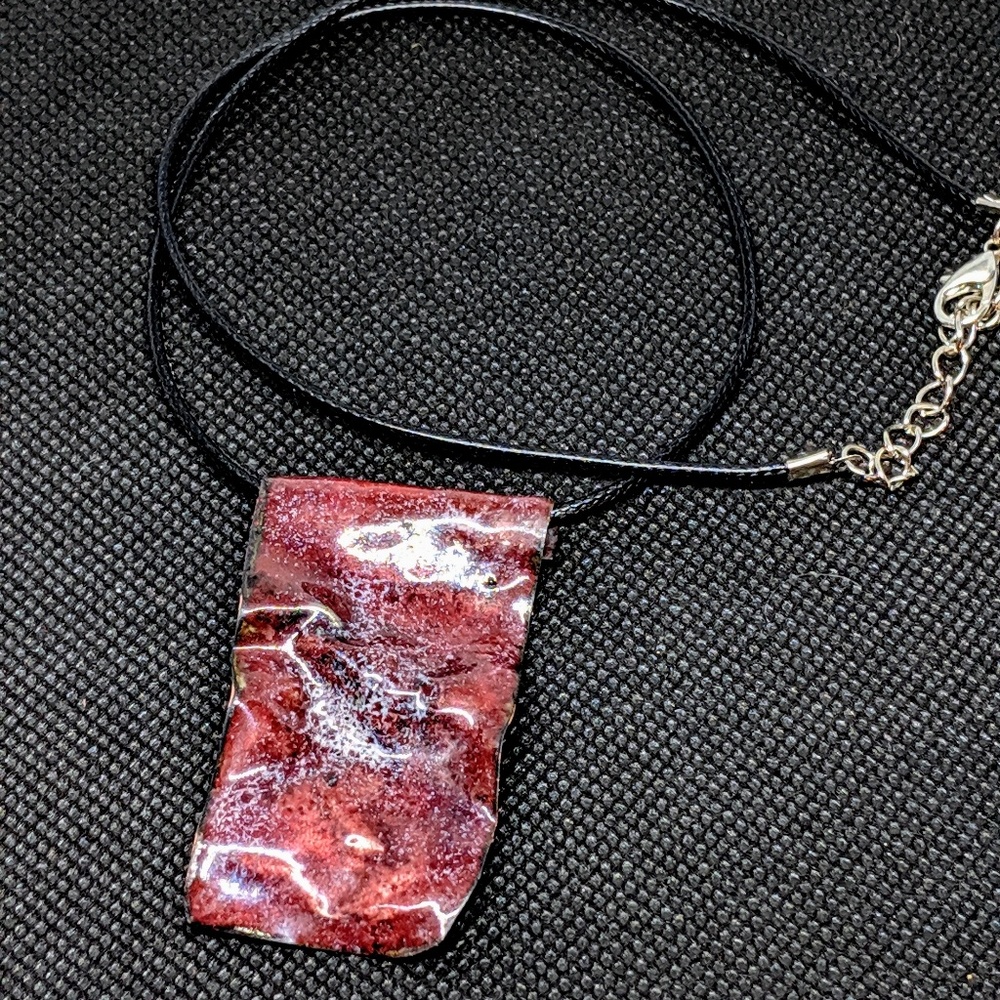 Handcrafted Speckled Plum Vitreous Enamel Pendant